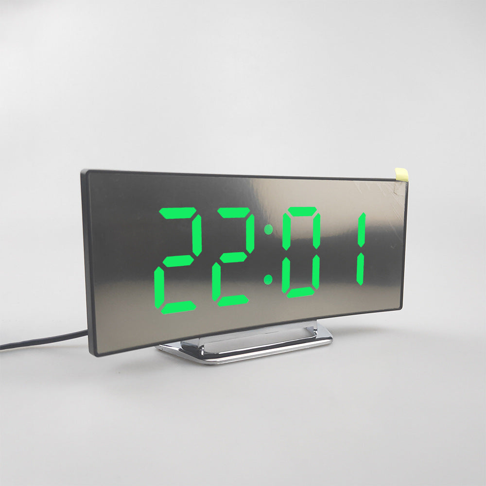 Creative electronic clock large screen curved LED electronic clock mirror clock silent alarm clock factory direct sales 6507