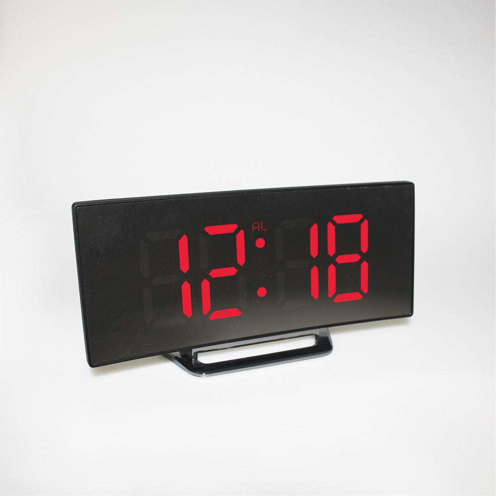 Creative electronic clock large screen curved LED electronic clock mirror clock silent alarm clock factory direct sales 6507