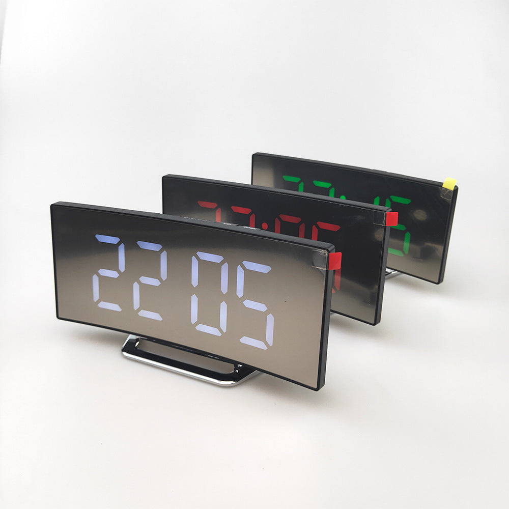 Creative electronic clock large screen curved LED electronic clock mirror clock silent alarm clock factory direct sales 6507