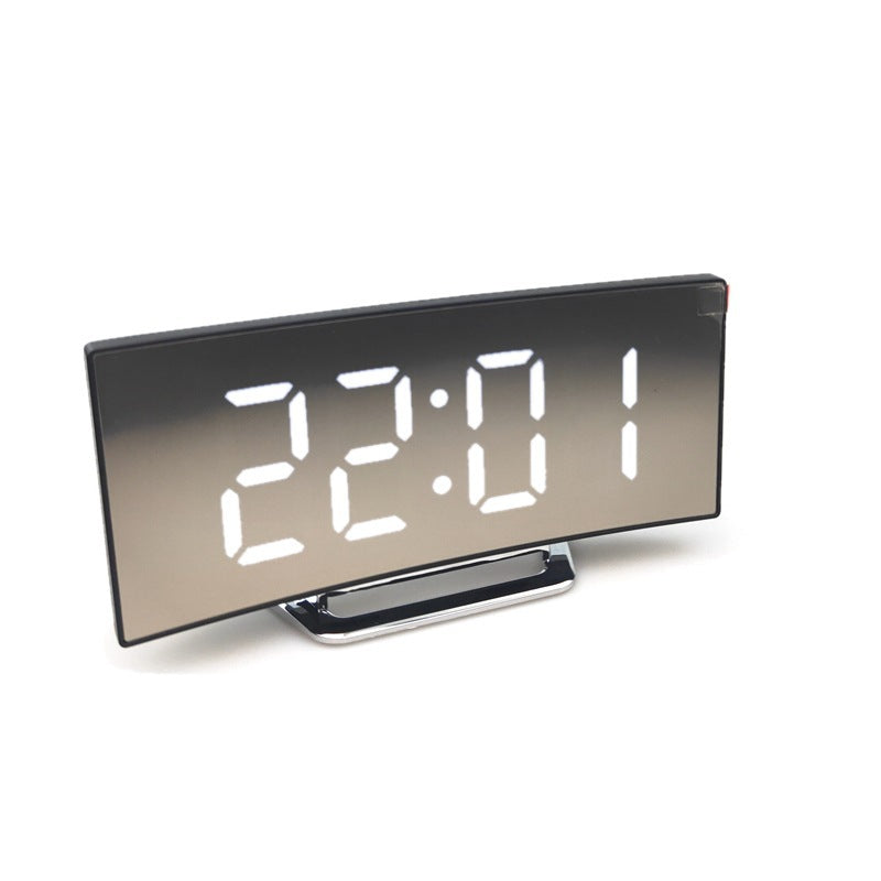 Creative electronic clock large screen curved LED electronic clock mirror clock silent alarm clock factory direct sales 6507