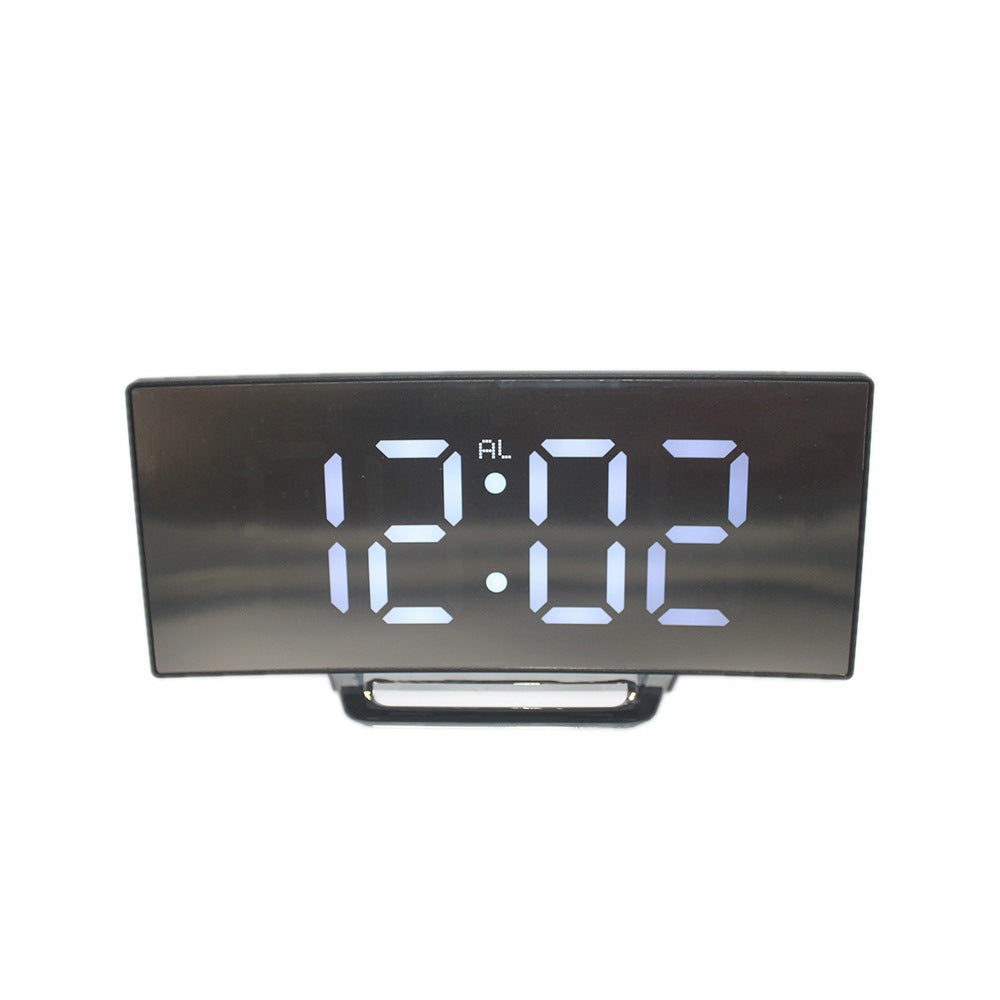 Creative electronic clock large screen curved LED electronic clock mirror clock silent alarm clock factory direct sales 6507