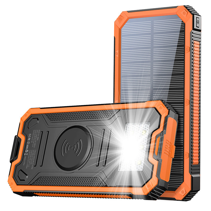 Tik cross-border outdoor waterproof wireless charging solar power bank 20000 mAh fast charging emergency mobile power bank