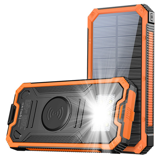 Tik cross-border outdoor waterproof wireless charging solar power bank 20000 mAh fast charging emergency mobile power bank